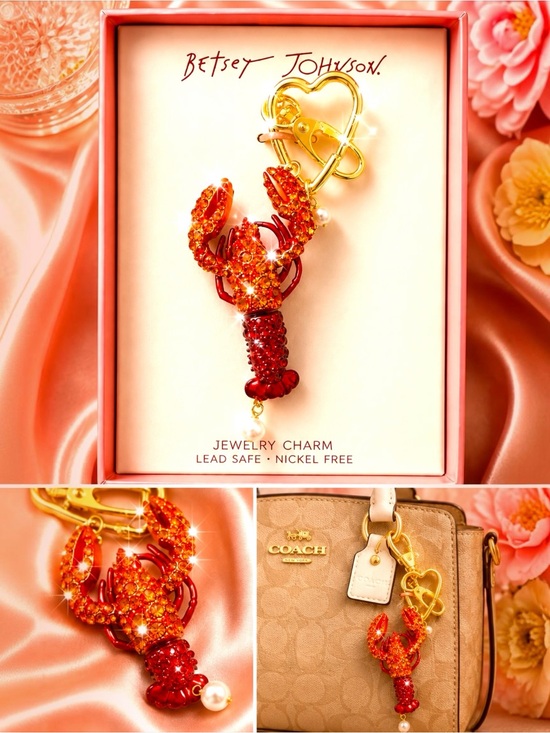 Betsey Johnson Other - Betsey Johnson Red Lobster Bag Charm Keychain Rhinestone NIB $68
